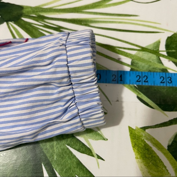 Cupio Women Cold Shoulder Cut Ruffle Trim Blue Stripe Cotton Dress size Medium - Picture 13 of 13